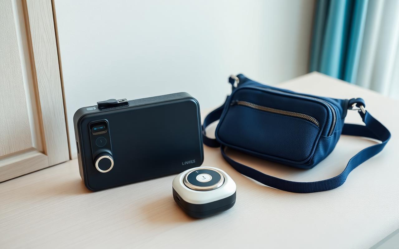 Portable door lock, personal alarm and anti-theft crossbody bag for women travellers